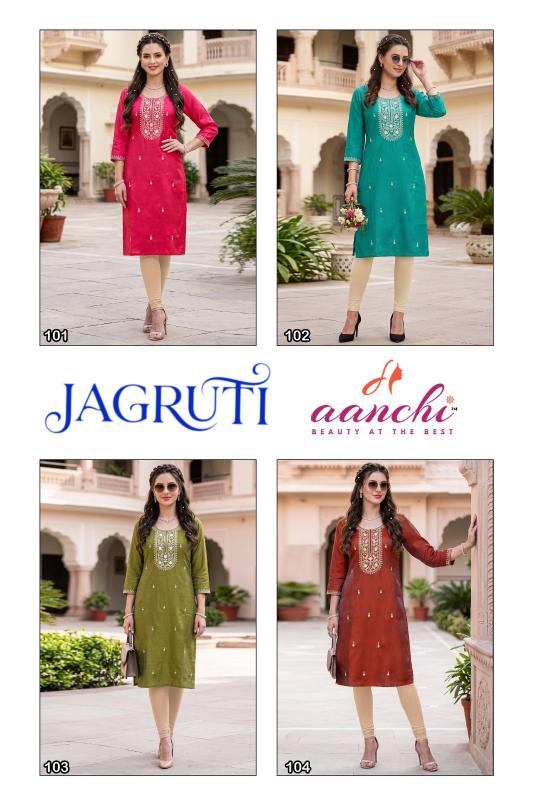 Aanchi Jagruti 0.1 catalog branded kurtis wholesale in ahmedabad