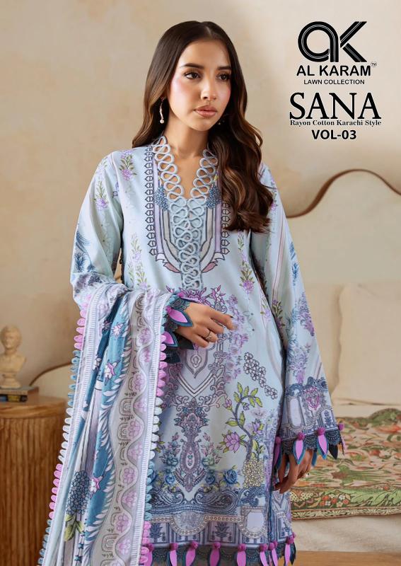 Al Karam Sana Rayon Vol 3 – Karachi Kurti Pant With Dupatta Wholesale Catalouge