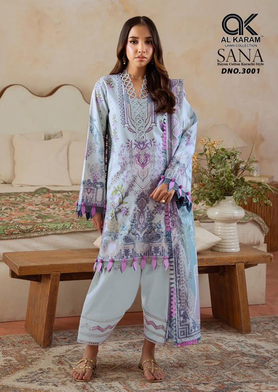 Al Karam Sana Rayon Vol 3 – Karachi Kurti Pant With Dupatta Wholesale Catalouge