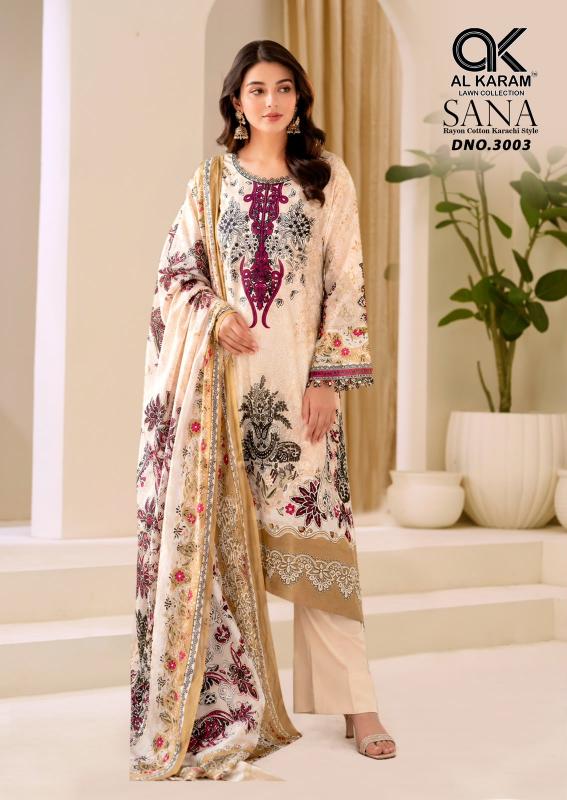 Al Karam Sana Rayon Vol 3 – Karachi Kurti Pant With Dupatta Wholesale Catalouge