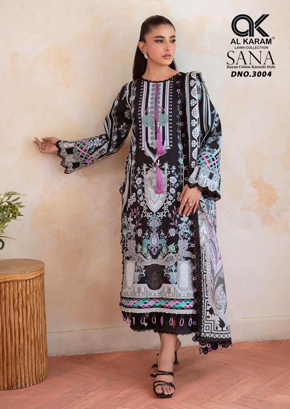 Al Karam Sana Rayon Vol 3 – Karachi Kurti Pant With Dupatta Wholesale Catalouge