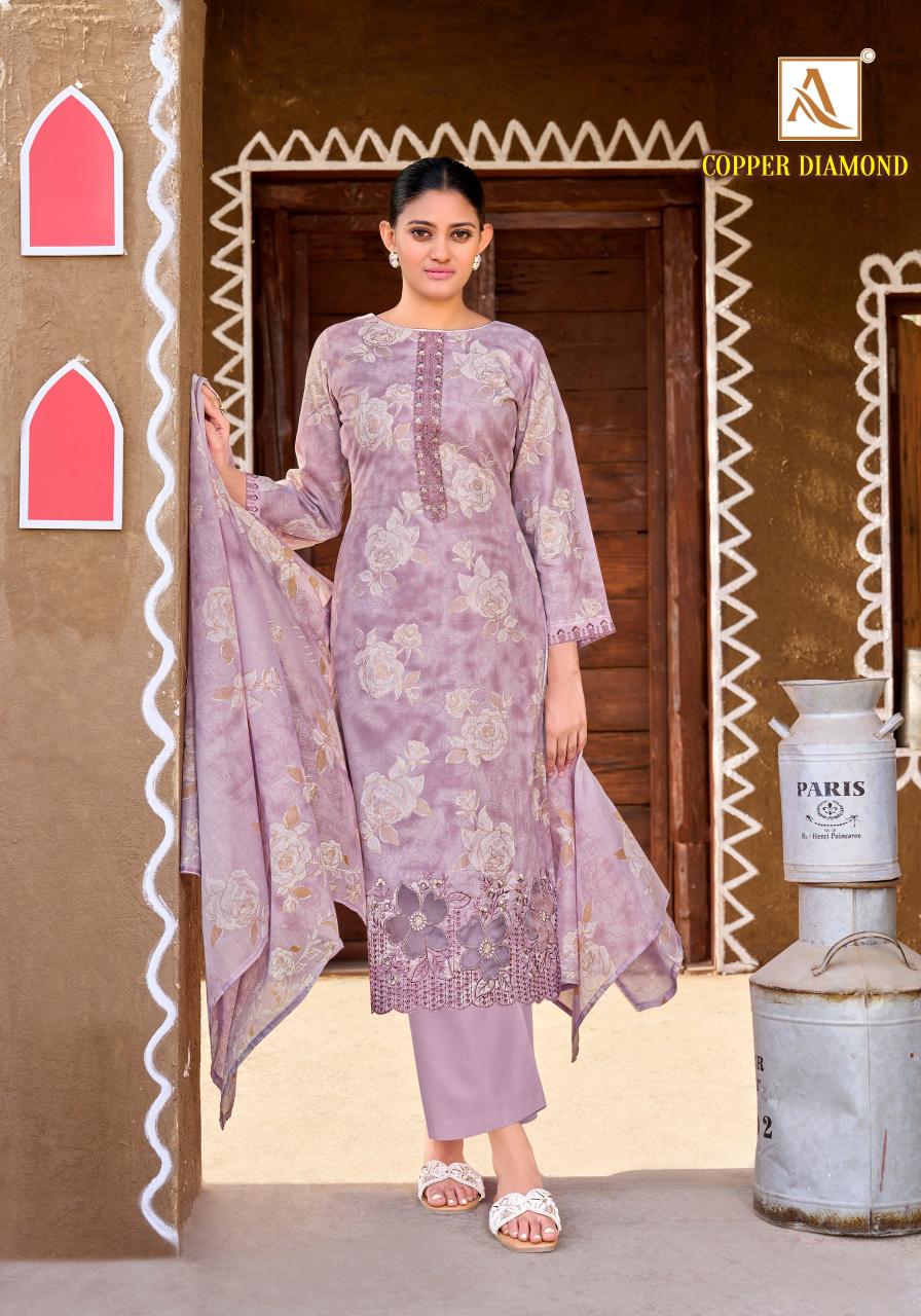 Alok Copper Diamond catalog cotton dress material wholesale price in surat