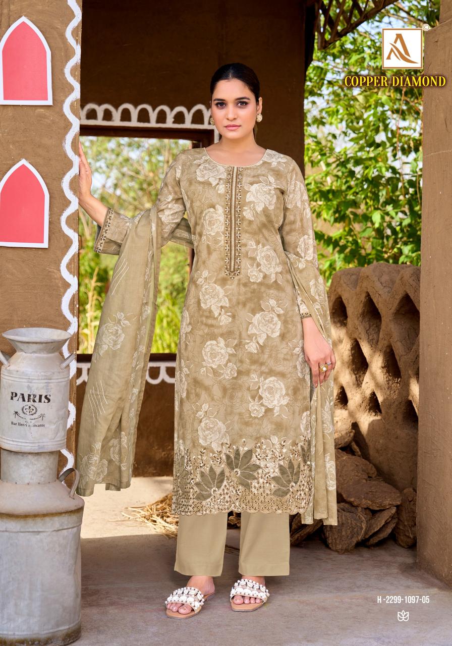 Alok Copper Diamond catalog cotton dress material wholesale price in surat