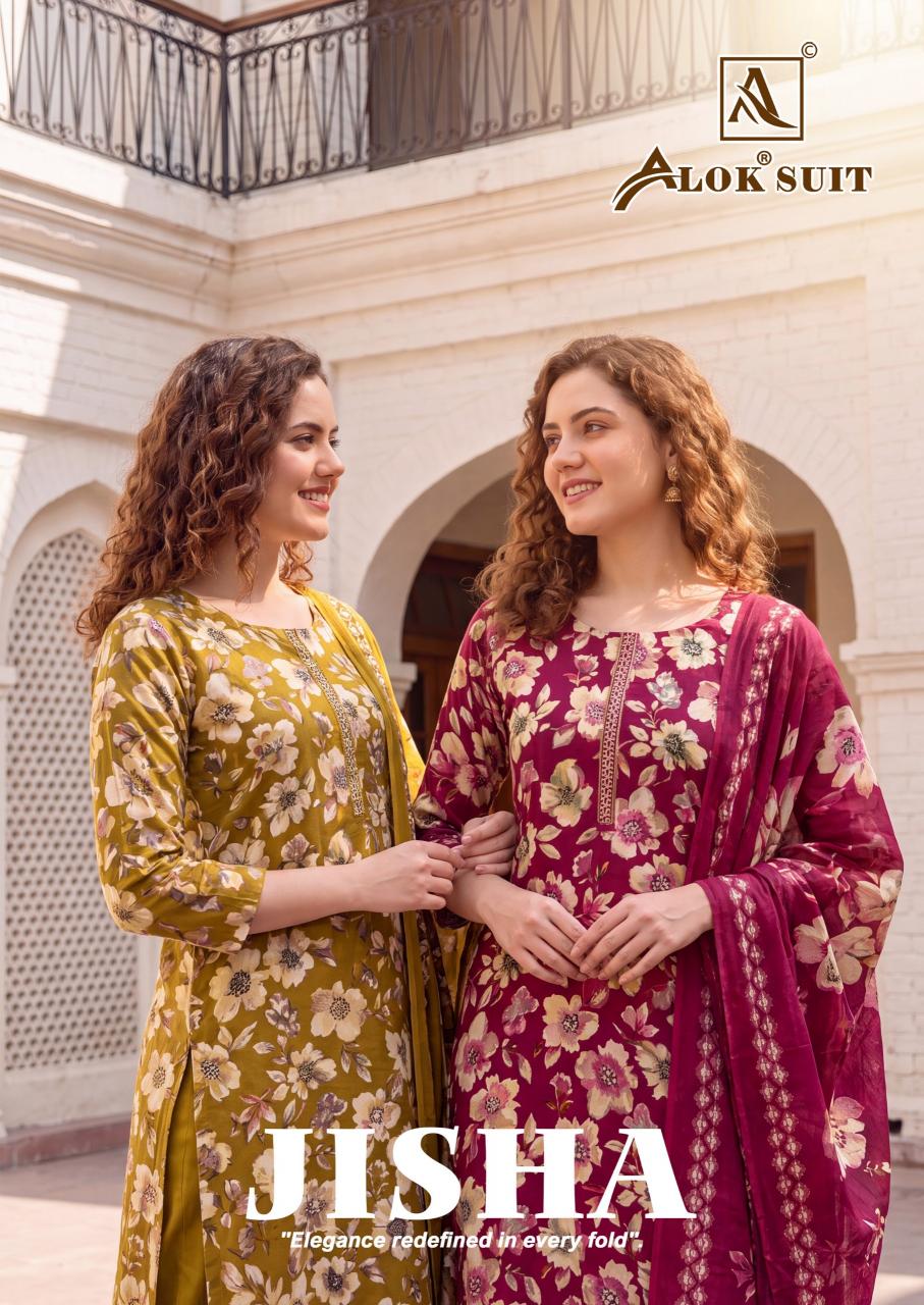 Alok Jisha catalog ladies dress material wholesalers in surat