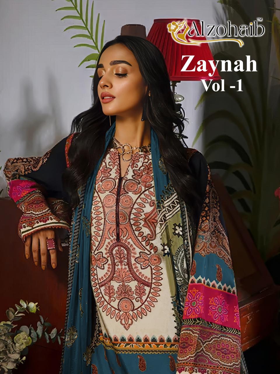 Alzohaib Az Zaynah Vol 2 catalog Chiffon Dupatta pakistani suits in surat