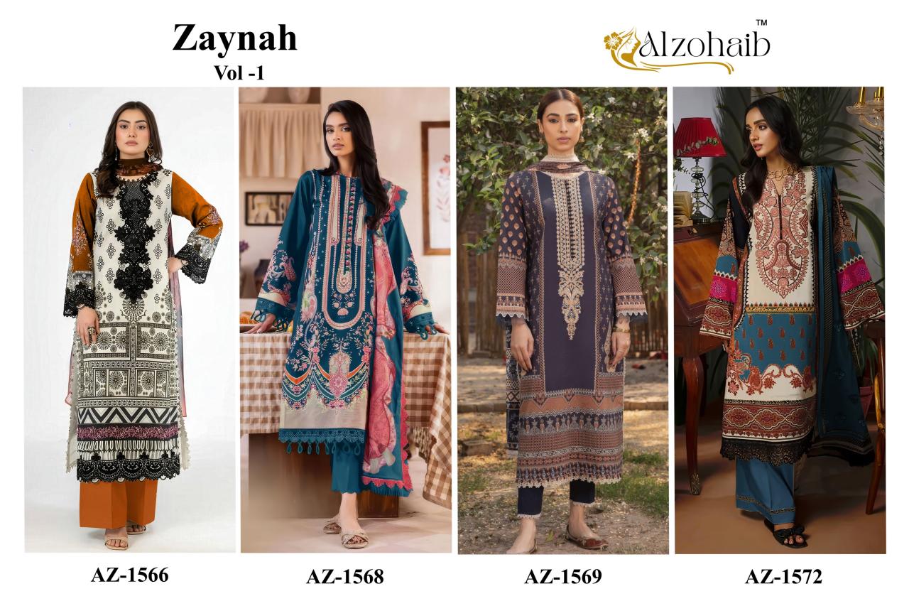 Alzohaib Az Zaynah Vol 2 catalog Chiffon Dupatta pakistani suits in surat