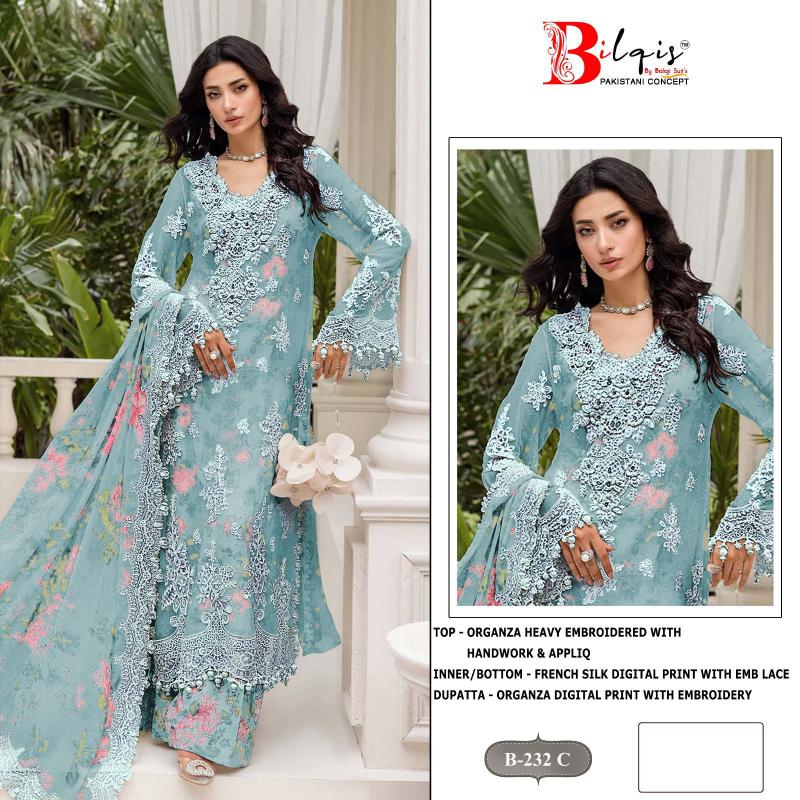 Bilqis B 232 A TO D catalog pakistani wholesale replica suits in delhi