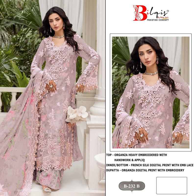 Bilqis B 232 A TO D catalog pakistani wholesale replica suits in delhi