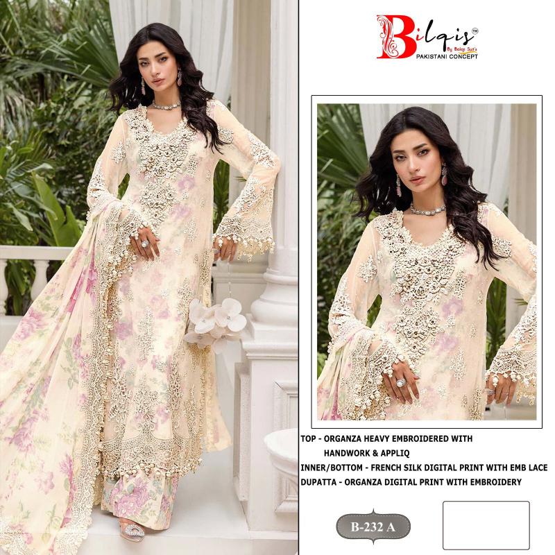 Bilqis B 232 A TO D catalog pakistani wholesale replica suits in delhi
