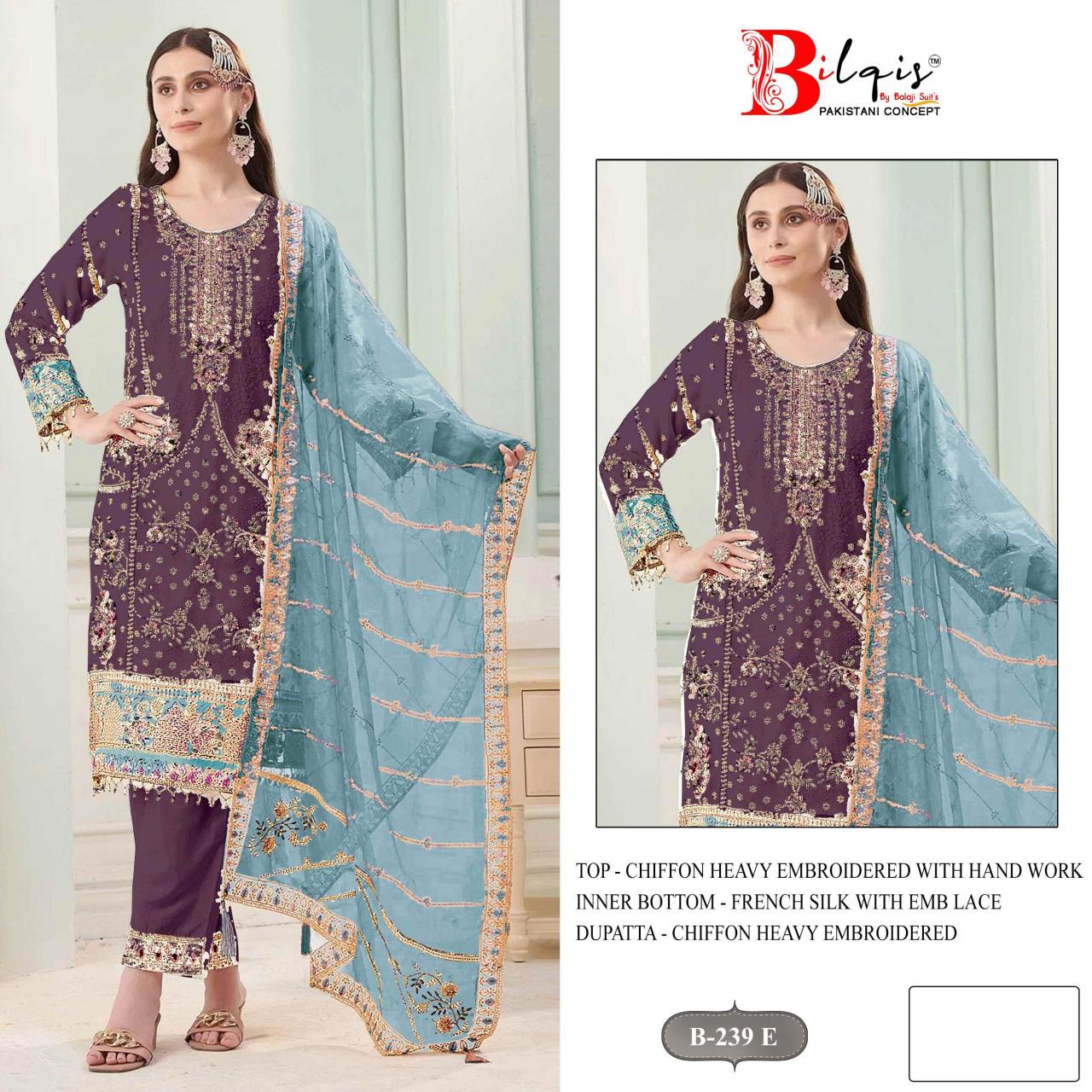 Bilqis B 239 E TO H catalog pakistani suits wholesale suppliers in delhi