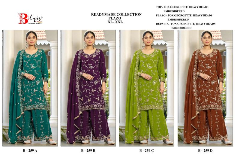 Bilqis B 259 A TO D catalog pakistani designer suits wholesale