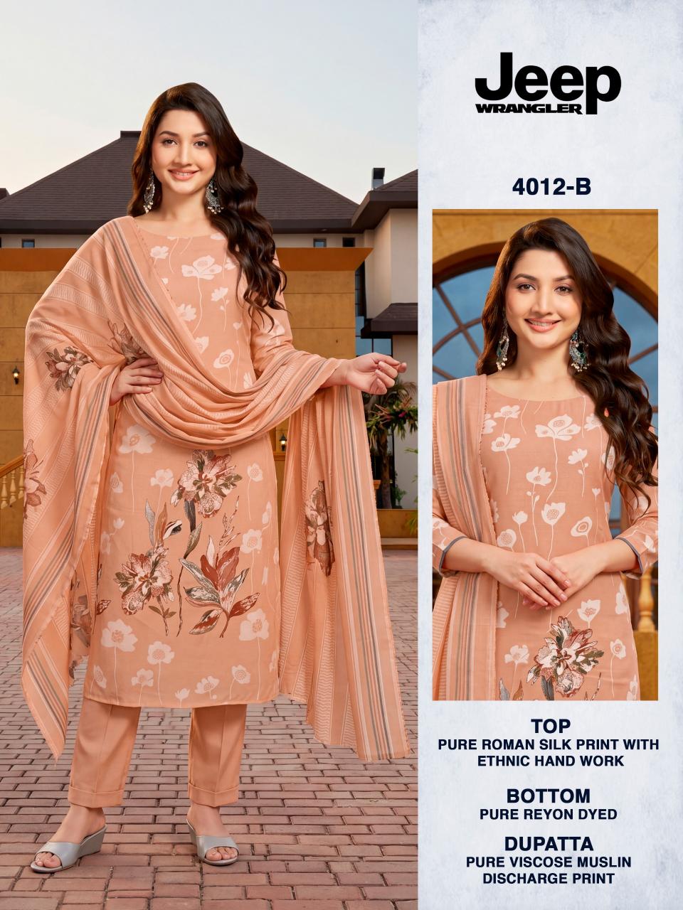 Bipson Jeep Wranglar 4012 catalog salwar kameez material wholesale in mumbai