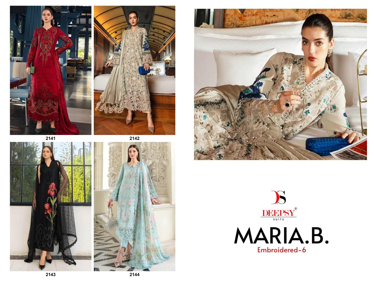 Deepsy Maria B Premium Embroidered vol 6 catalog chiffon duppatta pakistani suits wholesale in dubai