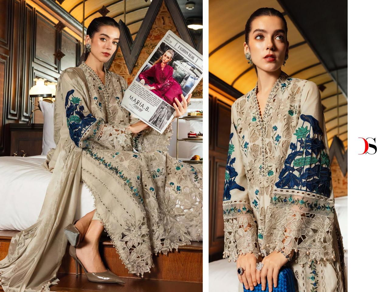 Deepsy Maria B Premium Embroidered vol 6 catalog chiffon duppatta pakistani suits wholesale in dubai