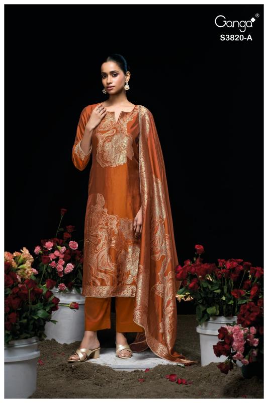 Ganga Enole 3820 catalog unstitched salwar kameez wholesalers in india