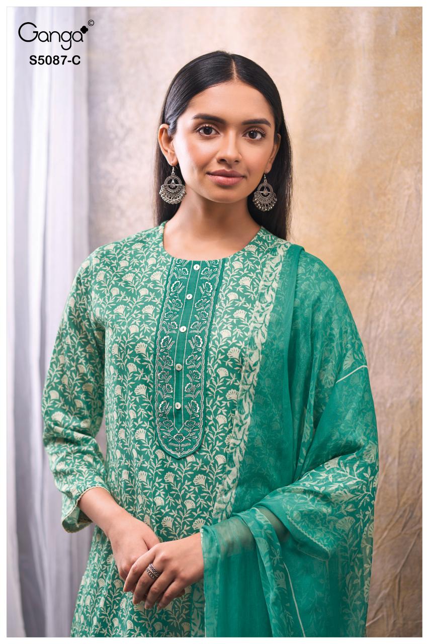 Ganga Faelyn 5087 catalog unstitched salwar kameez wholesalers kolkata 