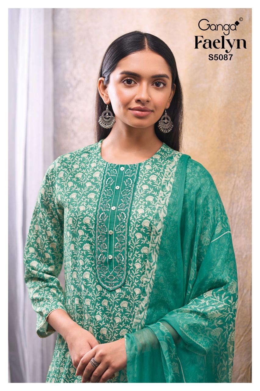 Ganga Faelyn 5087 catalog unstitched salwar kameez wholesalers kolkata 