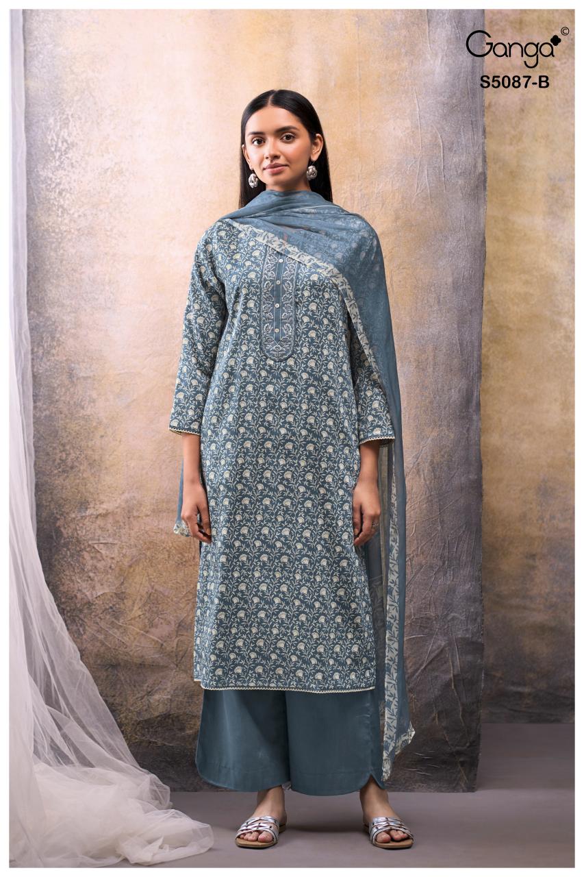 Ganga Faelyn 5087 catalog unstitched salwar kameez wholesalers kolkata 
