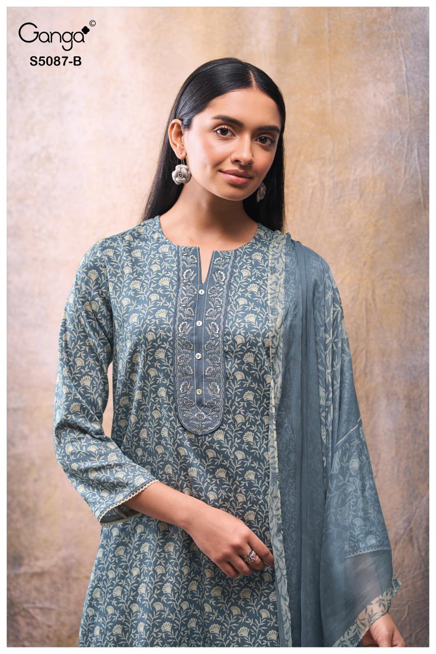 Ganga Faelyn 5087 catalog unstitched salwar kameez wholesalers kolkata 
