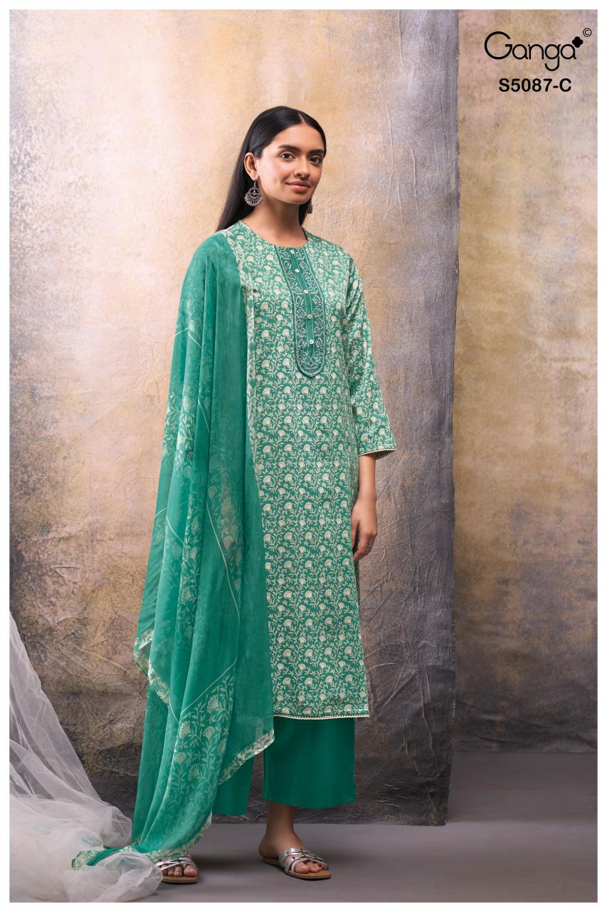 Ganga Faelyn 5087 catalog unstitched salwar kameez wholesalers kolkata 