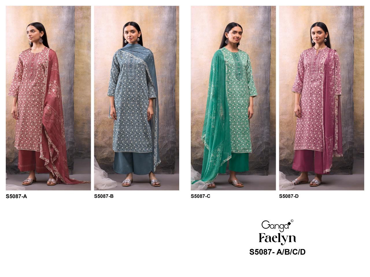 Ganga Faelyn 5087 catalog unstitched salwar kameez wholesalers kolkata 