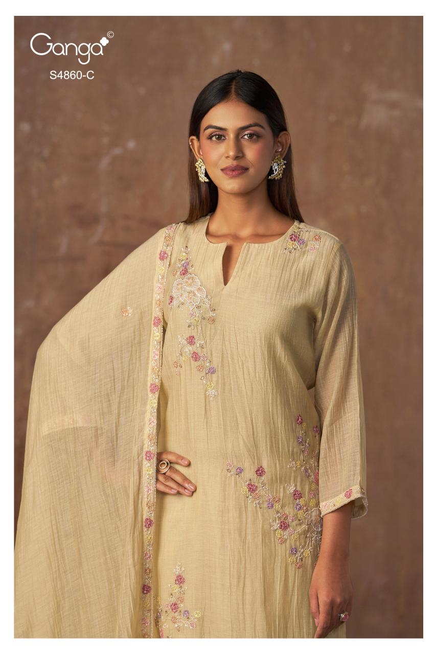 Ganga Indu 4860 catalog salwar kameez fabric wholesale