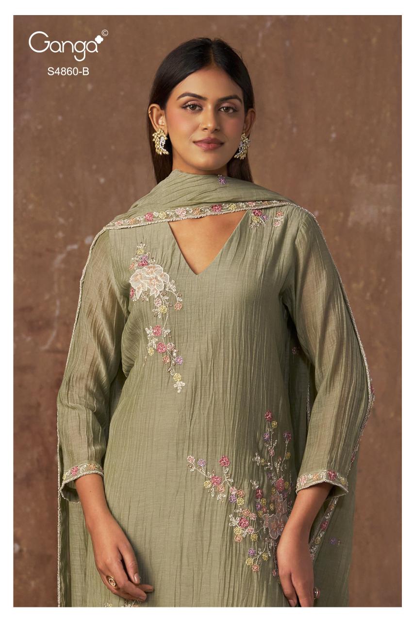 Ganga Indu 4860 catalog salwar kameez fabric wholesale