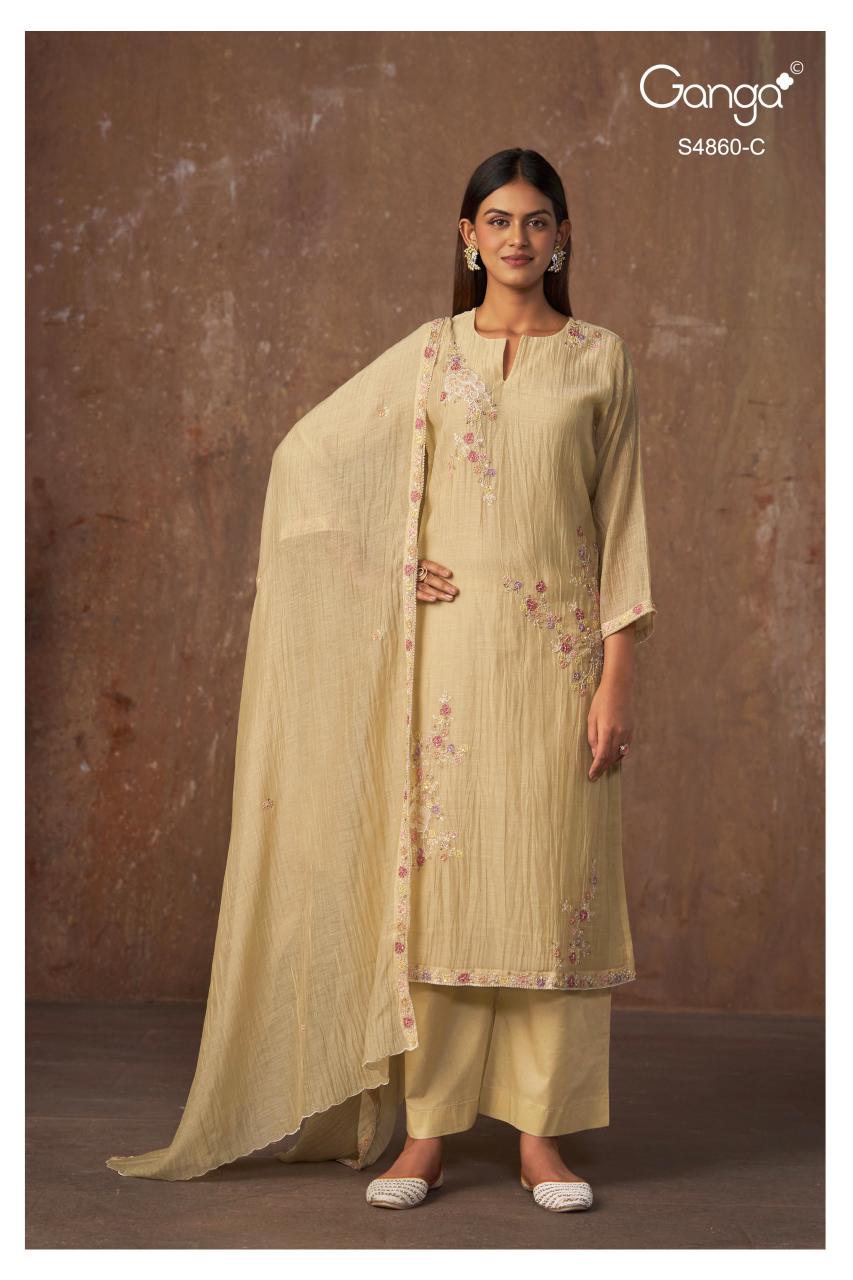 Ganga Indu 4860 catalog salwar kameez fabric wholesale