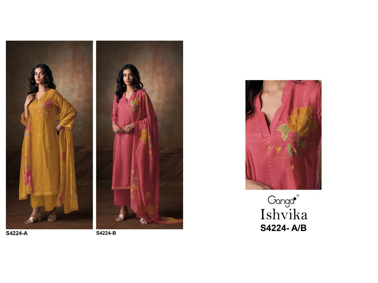 Ganga Ishvika 4224 catalog salwar kameez dress materials wholesale