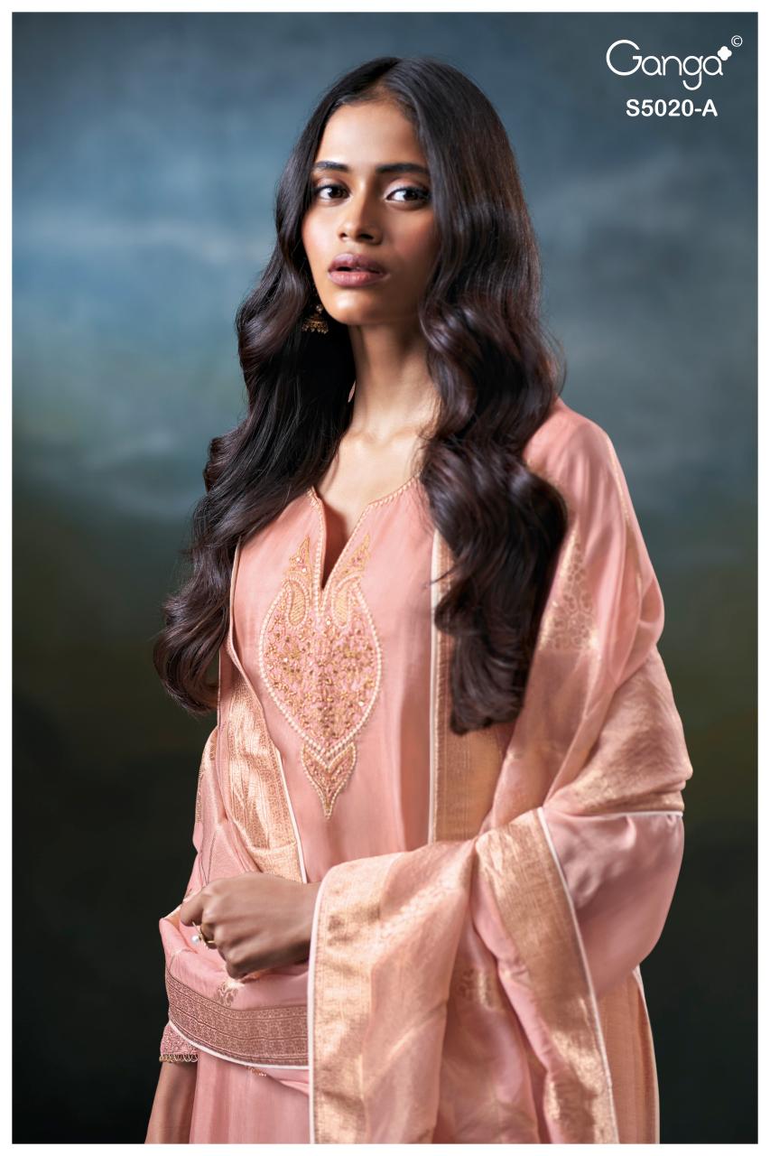Ganga Meloni 5020 catalog unstitched salwar kameez wholesale pakistan