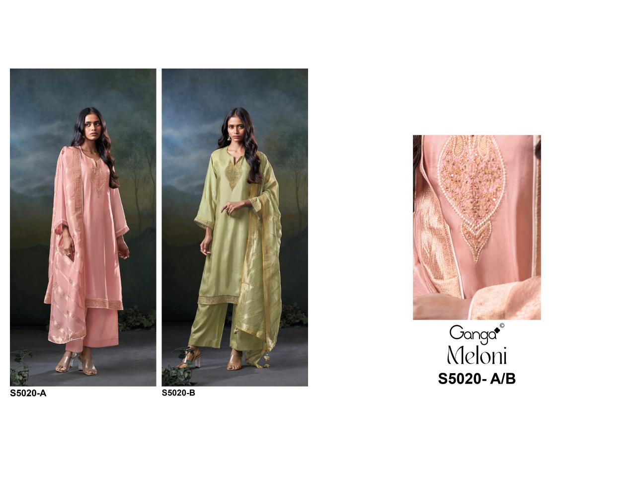 Ganga Meloni 5020 catalog unstitched salwar kameez wholesale pakistan