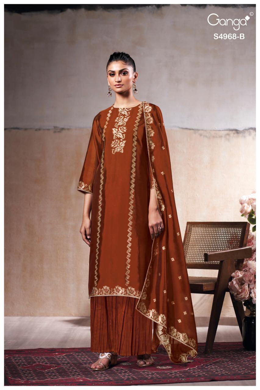 Ganga Pravika 4968 catalog unstitched salwar kameez wholesalers uk