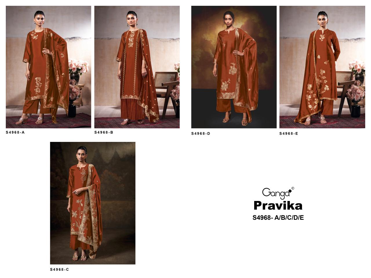 Ganga Pravika 4968 catalog unstitched salwar kameez wholesalers uk