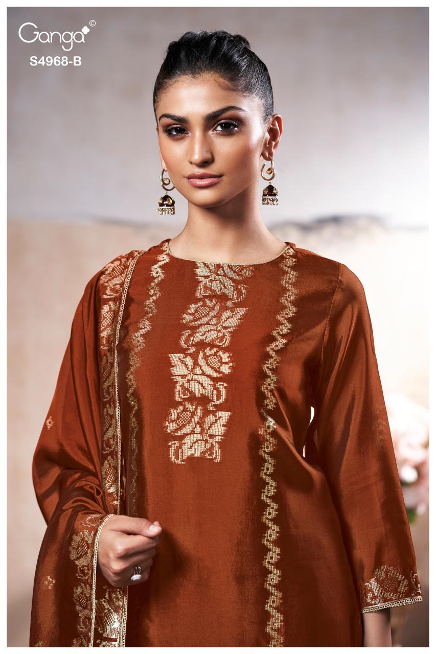 Ganga Pravika 4968 catalog unstitched salwar kameez wholesalers uk