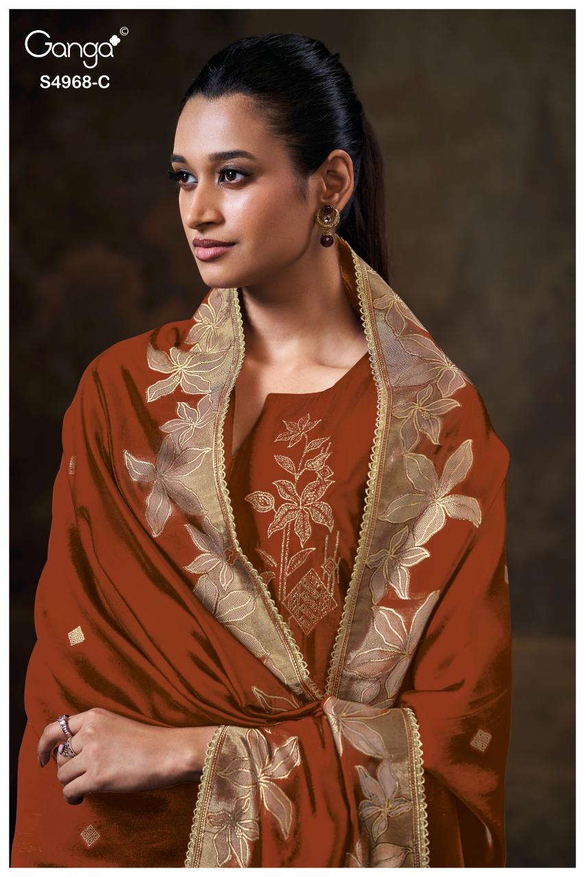 Ganga Pravika 4968 catalog unstitched salwar kameez wholesalers uk