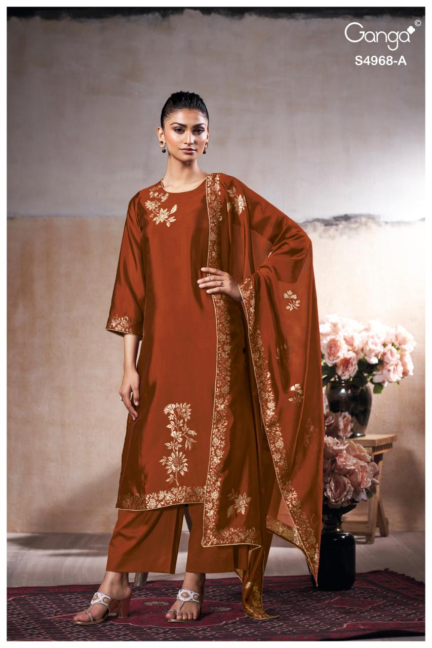 Ganga Pravika 4968 catalog unstitched salwar kameez wholesalers uk