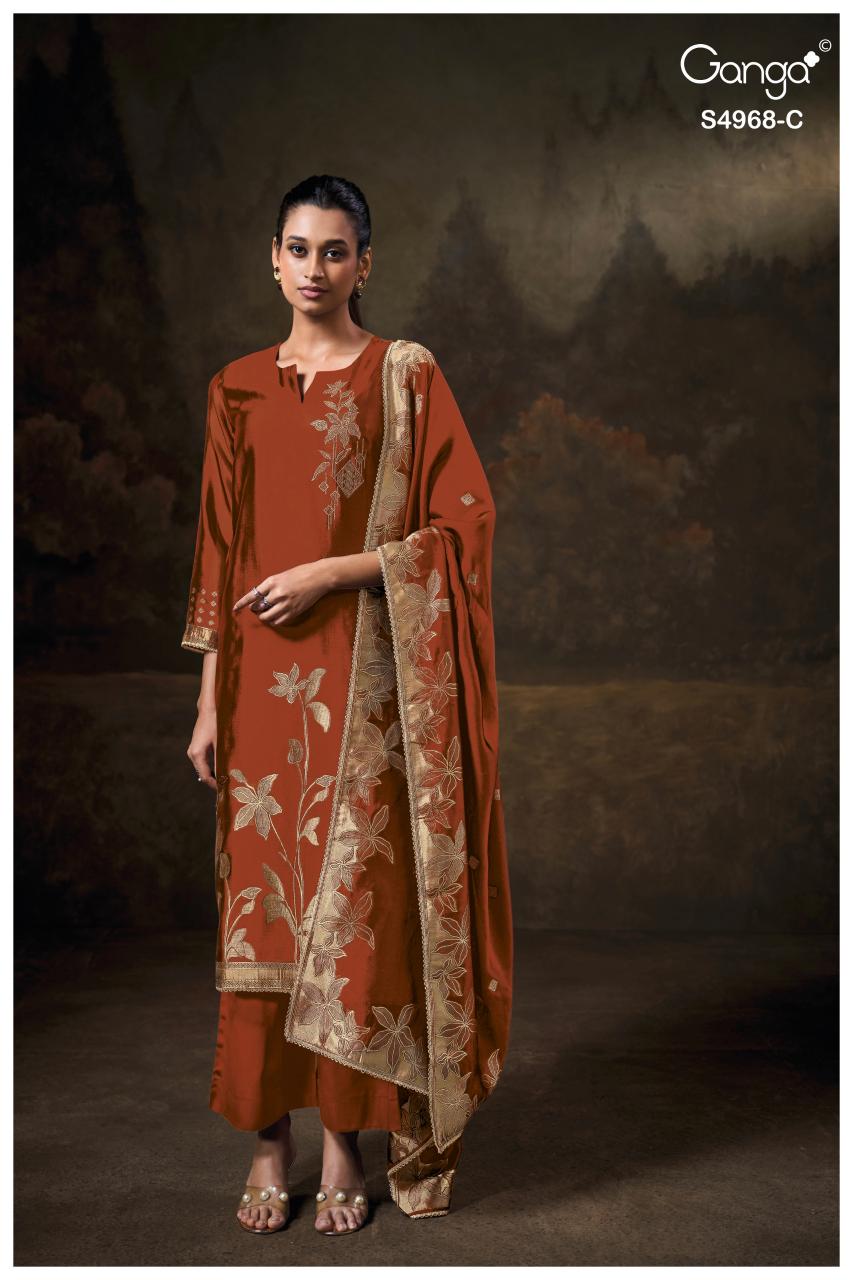 Ganga Pravika 4968 catalog unstitched salwar kameez wholesalers uk