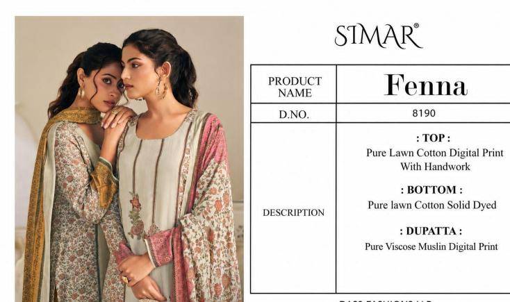 Glossy Simar Fenna Cotton 8190 A to Dcatalog india salwar kameez wholesale