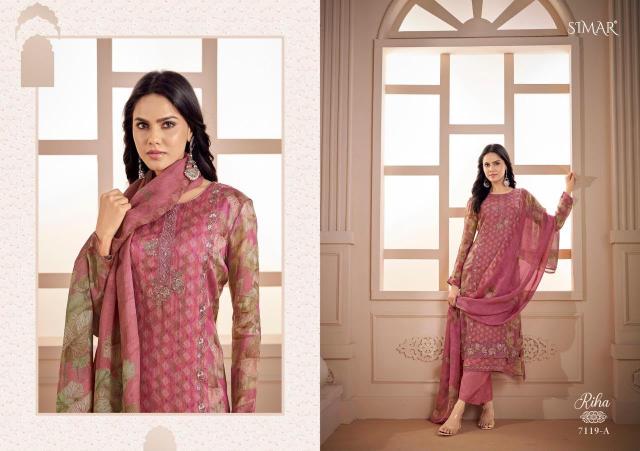 Glossy Simar Riha 7119 catalog salwar kameez wholesale surat