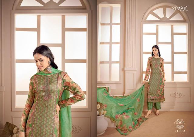 Glossy Simar Riha 7119 catalog salwar kameez wholesale surat