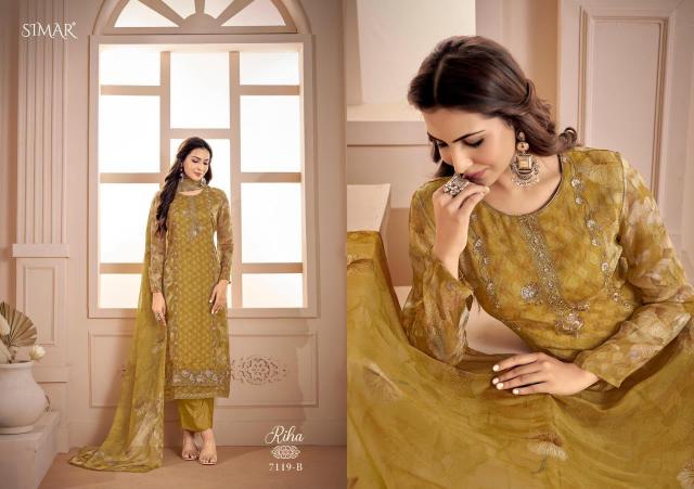 Glossy Simar Riha 7119 catalog salwar kameez wholesale surat