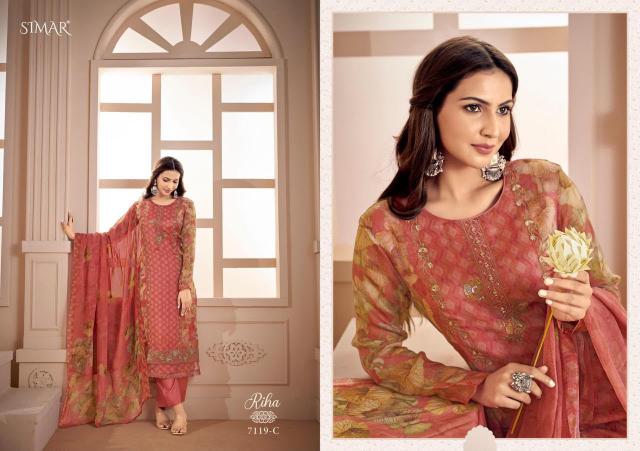 Glossy Simar Riha 7119 catalog salwar kameez wholesale surat