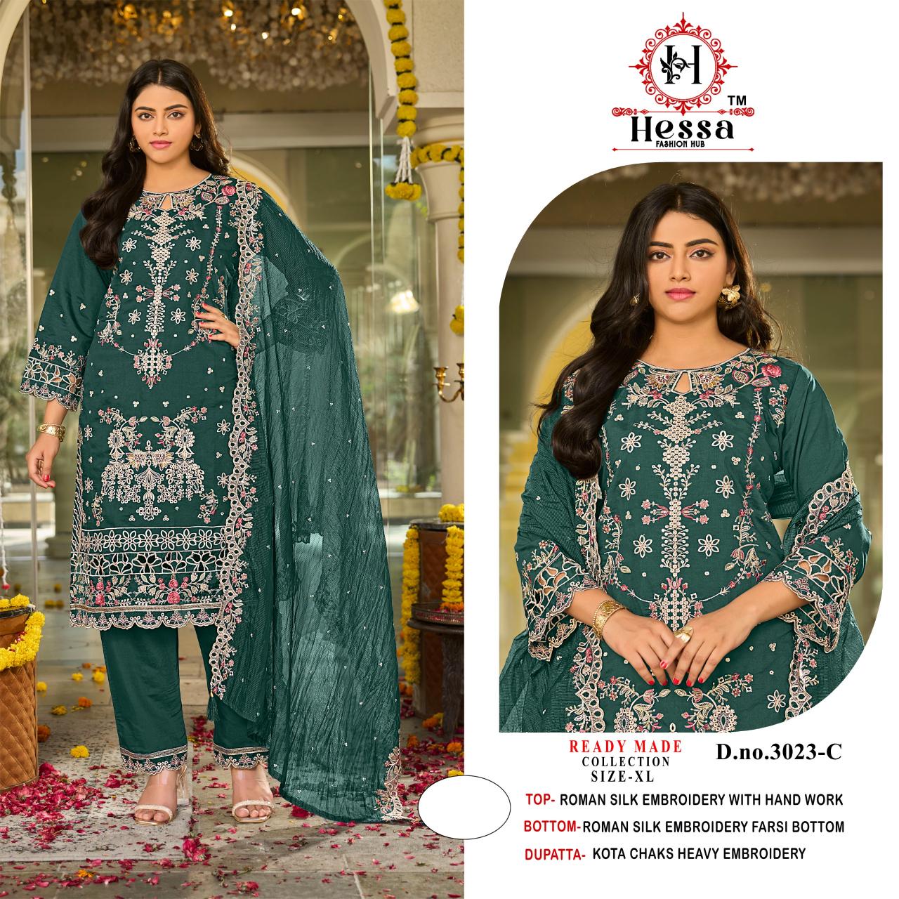 Hessa 3023 catalog pakistani readymade suit wholesale