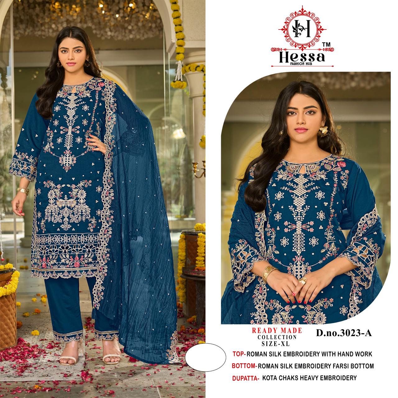Hessa 3023 catalog pakistani readymade suit wholesale
