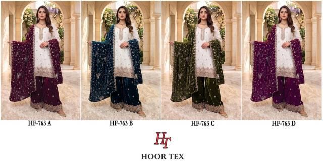Hoor Tex 763 A To D catalog akbar aslam pakistani suit wholesalers
