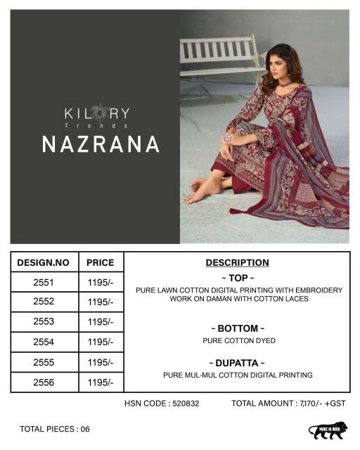 Kilory Nazrana catalog salwar kameez wholesaler forms