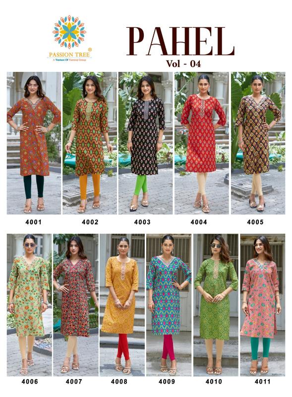 Passion Tree Pahel vol 4 catalog wholesale kurtis in surat with m size