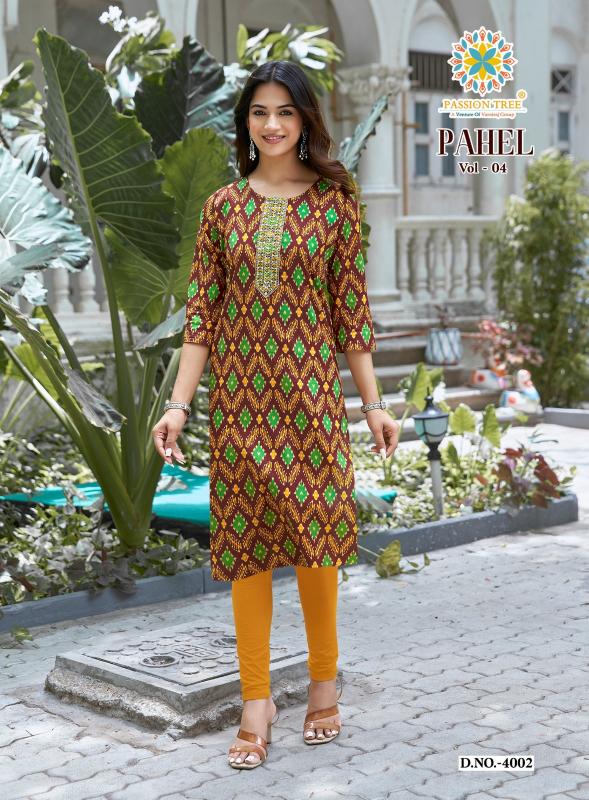 Passion Tree Pahel vol 4 catalog wholesale kurtis in surat with m size