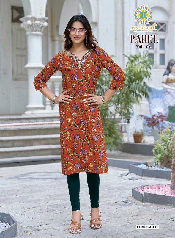 Passion Tree Pahel vol 4 catalog wholesale kurtis in surat with m size