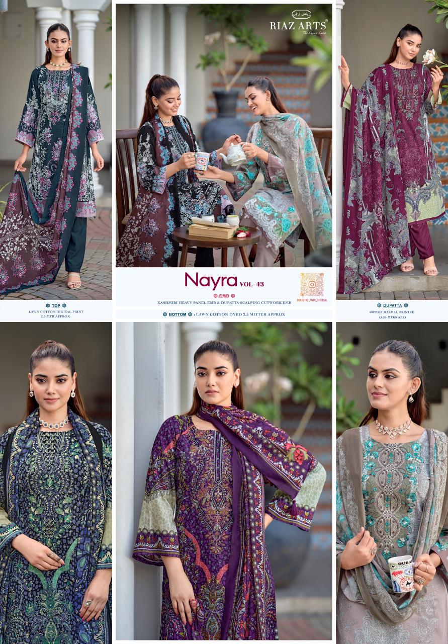 Riaz Arts Nayra vol 43 catalog cotton dress material surat